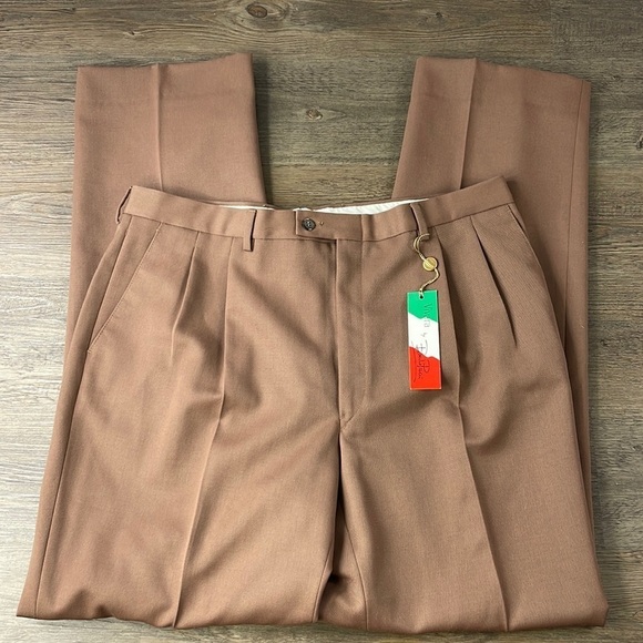 NWT Vivara by Emilio Piccioni Vintage 100% Virgin Wool Brown Dress Pants sz 38